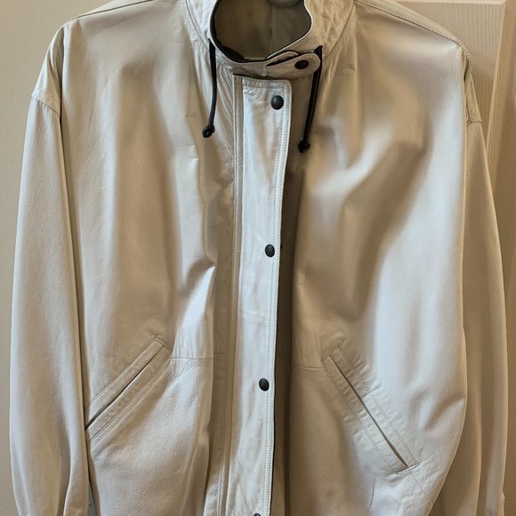 Unknown Jackets & Blazers - VINTAGE WHITE LEATHER JACKET - MADE IN ITALY